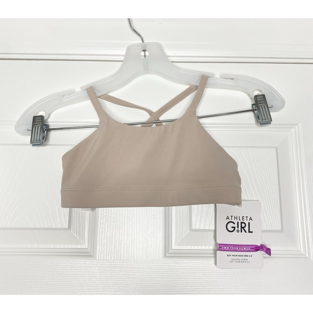 Athleta Girl Got Your Back Sports‎ Bra 2.0 Beige Pink S/7 New